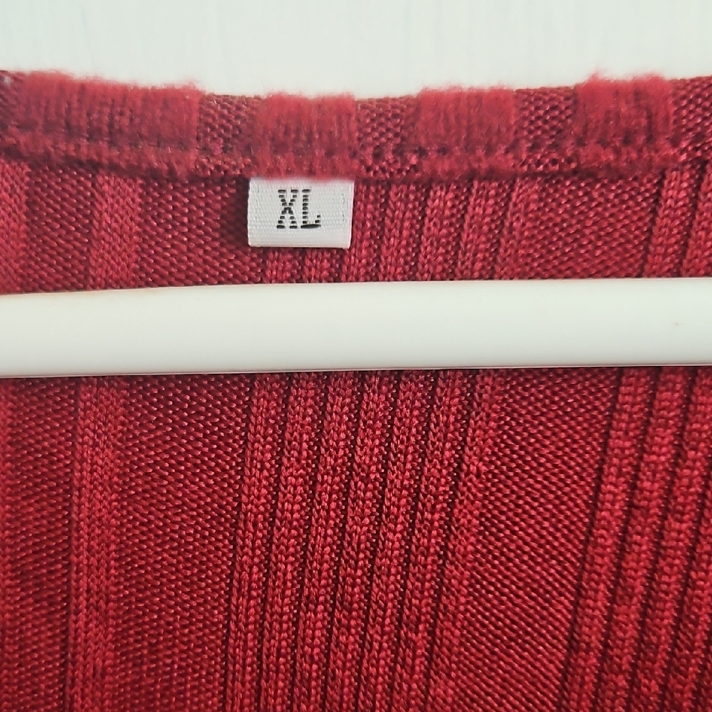 Vibrant Red Ribbed Sweater XL - Picture 3 of 4